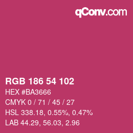 Color code: RGB 186 54 102 | qconv.com