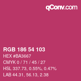 Color code: RGB 186 54 103 | qconv.com