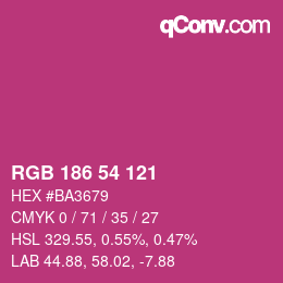 Color code: RGB 186 54 121 | qconv.com