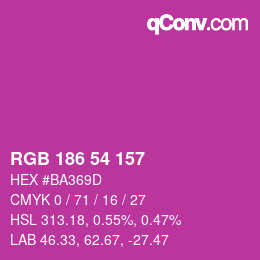 Color code: RGB 186 54 157 | qconv.com