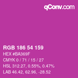 Color code: RGB 186 54 159 | qconv.com