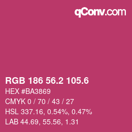 カラーコード: RGB 186 56.2 105.6 | qconv.com
