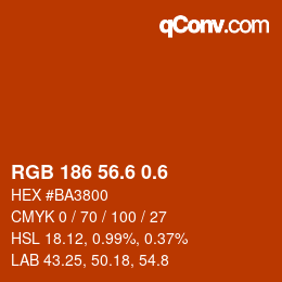 カラーコード: RGB 186 56.6 0.6 | qconv.com
