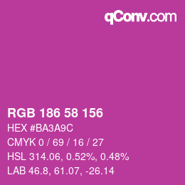 カラーコード: RGB 186 58 156 | qconv.com