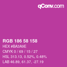 Color code: RGB 186 58 158 | qconv.com