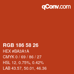 カラーコード: RGB 186 58 26 | qconv.com