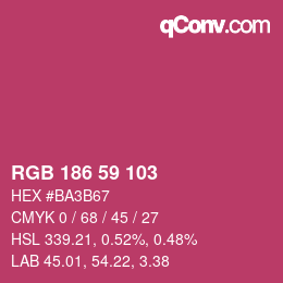 カラーコード: RGB 186 59 103 | qconv.com