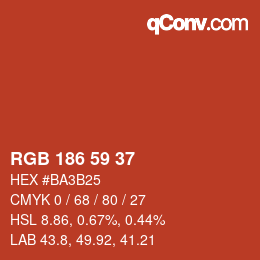 Color code: RGB 186 59 37 | qconv.com