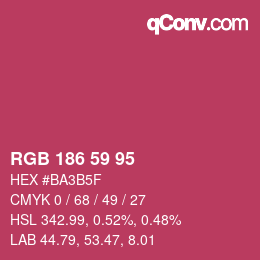 カラーコード: RGB 186 59 95 | qconv.com