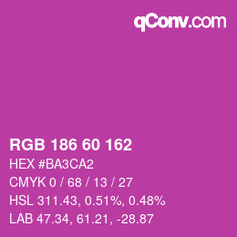 カラーコード: RGB 186 60 162 | qconv.com