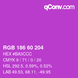 カラーコード: RGB 186 60 204 | qconv.com