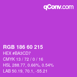 颜色代码: RGB 186 60 215 | qconv.com