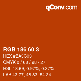 颜色代码: RGB 186 60 3 | qconv.com