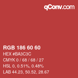 Color code: RGB 186 60 60 | qconv.com