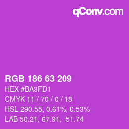 颜色代码: RGB 186 63 209 | qconv.com