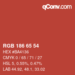 Farbcode: RGB 186 65 54 | qconv.com