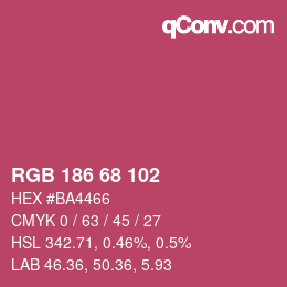 Color code: RGB 186 68 102 | qconv.com