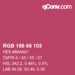 Color code: RGB 186 68 103 | qconv.com