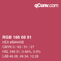 Color code: RGB 186 68 91 | qconv.com