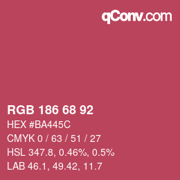 Color code: RGB 186 68 92 | qconv.com