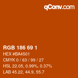 Farbcode: RGB 186 69 1 | qconv.com