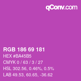 Color code: RGB 186 69 181 | qconv.com
