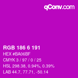 Color code: RGB 186 6 191 | qconv.com