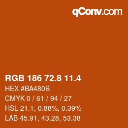 カラーコード: RGB 186 72.8 11.4 | qconv.com