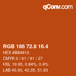 カラーコード: RGB 186 72.8 16.4 | qconv.com