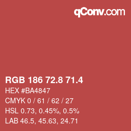 カラーコード: RGB 186 72.8 71.4 | qconv.com