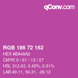 Color code: RGB 186 72 162 | qconv.com