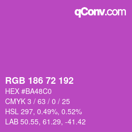 Color code: RGB 186 72 192 | qconv.com