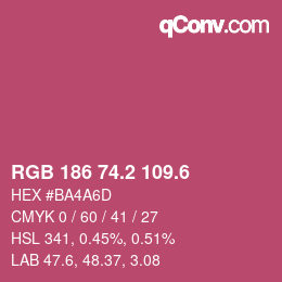 カラーコード: RGB 186 74.2 109.6 | qconv.com
