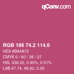 カラーコード: RGB 186 74.2 114.6 | qconv.com