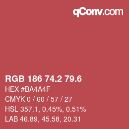 カラーコード: RGB 186 74.2 79.6 | qconv.com