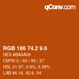 カラーコード: RGB 186 74.2 9.6 | qconv.com
