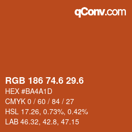 カラーコード: RGB 186 74.6 29.6 | qconv.com