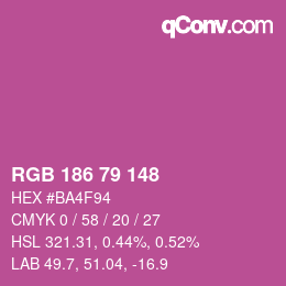 颜色代码: RGB 186 79 148 | qconv.com