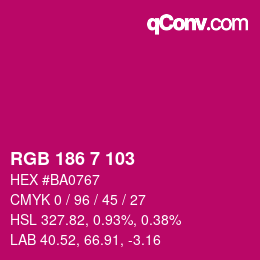 Color code: RGB 186 7 103 | qconv.com