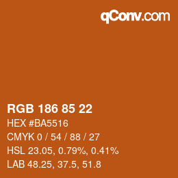 Color code: RGB 186 85 22 | qconv.com