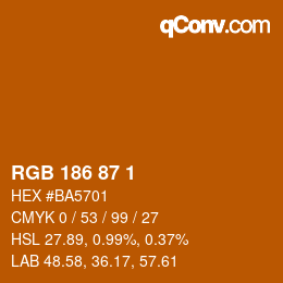 Color code: RGB 186 87 1 | qconv.com