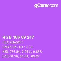 Color code: RGB 186 89 247 | qconv.com