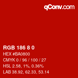 カラーコード: RGB 186 8 0 | qconv.com