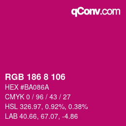Color code: RGB 186 8 106 | qconv.com