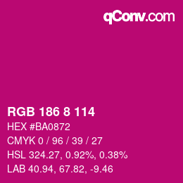颜色代码: RGB 186 8 114 | qconv.com