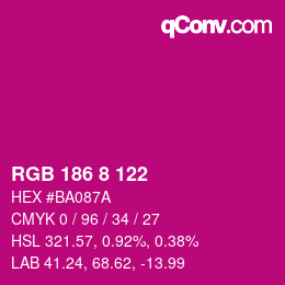 Color code: RGB 186 8 122 | qconv.com