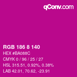 Color code: RGB 186 8 140 | qconv.com