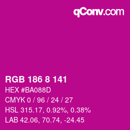 颜色代码: RGB 186 8 141 | qconv.com