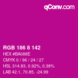 Color code: RGB 186 8 142 | qconv.com
