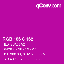 颜色代码: RGB 186 8 162 | qconv.com